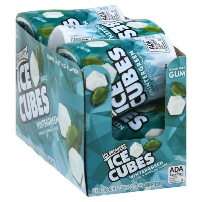 ice breakers ice cubes wintergreen 6  tubs sugar free gum